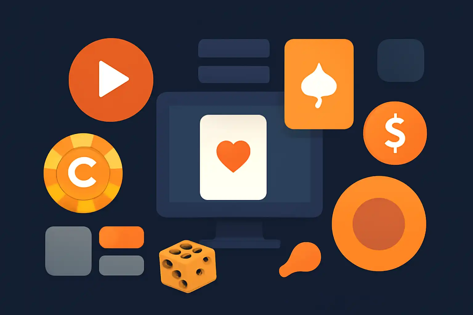 Hero illustration: 55 Club, modern flat design, dark background, brand-neutral, icons and shapes only, no text