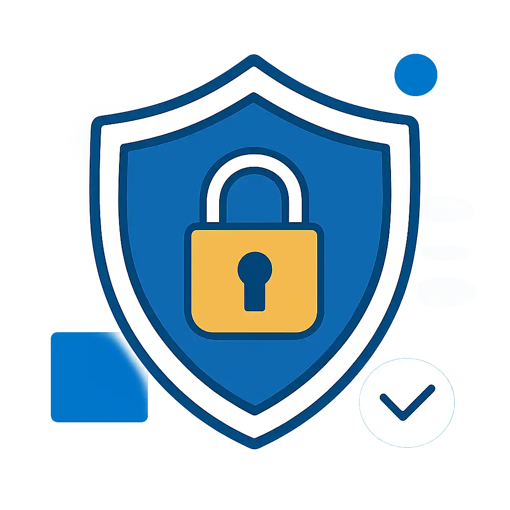 Security shield icon with lock: 55 Club safety visualization